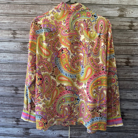 Rachel Zoe Women's Long-Sleeved Button-Down Top Size L Paisley lMulticolor NWT - Picture 4 of 7